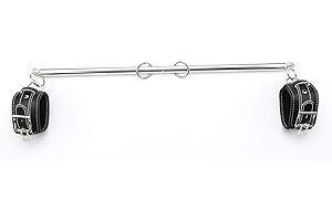 exreizst Barre d'écartement Extensible réglable avec 2 Sangles en Cuir Ensemble de système d'entraînement d'aide au Sport à Coussin Souple, Argent et Noir