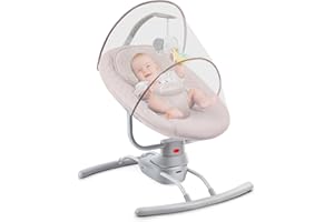 DJEDJEO Sdraietta Neonati Elettrica, Dondolo Neonati 0-9 kg, Batteria ed Elettricità,Altalena Neonato Elettrica con Telecomando e 8 Musiche,pieghevole, 3 Velocità Cinture a 3 Punti Base Stabile