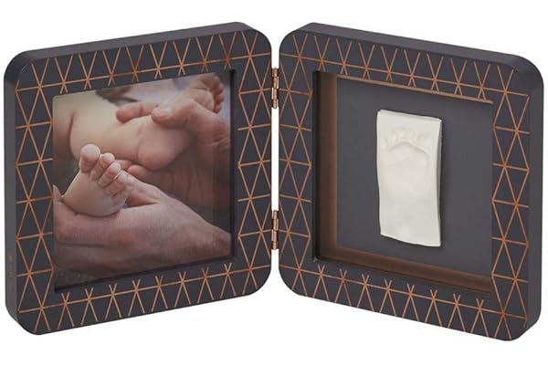 Baby Art 3601092900 MY BABY TOUCH Copper Dark Grey - Cadre 2 volets Empreinte Bébé