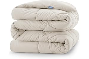 CozyLux Piumino Letto Matrimoniale 220x240 cm per 4 Stagioni, Piumino in Fibra 300 g/m² Autunnale Invernale, Trapunta in Microfibra Morbida e Traspirante, 240x220, Beige