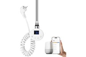 EMKE Heizstab mit Thermostat für Badheizkörper 1200W, Smart WiFi Heizpatrone aus Edelstahl für Heizkörper Handtuchheizkörper Handtuchwärmer Elektrisch Weiß