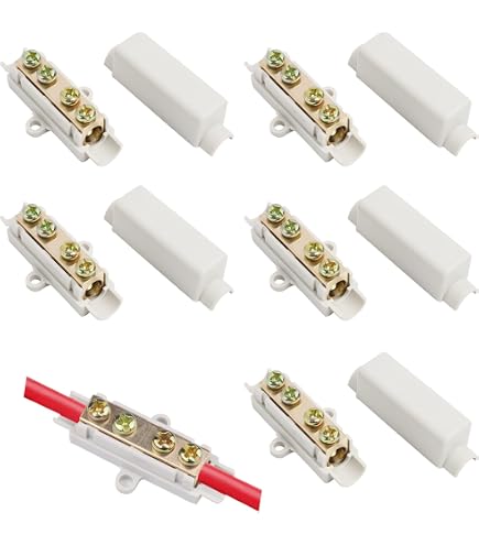 Blocs Jonction Laiton 100A 1000V - Lot 6 Pour Câbles 2.5-16mm², ABS Ignifuge, Double Vis - 9