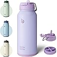 Bottle Bottle Insulated Water Bottle 950ml(32oz) Stainless Steel Sports Water Bottles with Straw Dual-use Lid Drink Flask Design for Gym with Pill Box (Light Purple)