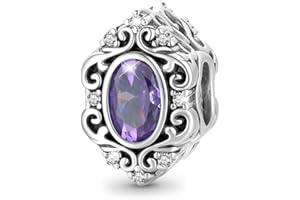 GNOCE Violet Cubique Zircone Pierre Noblesse Charmes Perle En Argent Sterling Fit Bracelet/Collier Bijoux Cadeau Pour Femmes Filles Fille