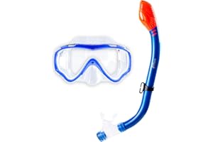 TWO BARE FEET Kids Mask DRY TOP Snorkel Silicone 2PC Junior Diving Set