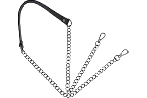 BLUCENT 120cm PU Leather Chain Strap Adjustable DIY Shoulder Strap Cross-Body Metal Replacement Handbag Chain Strap with Buckles (Black Chain)