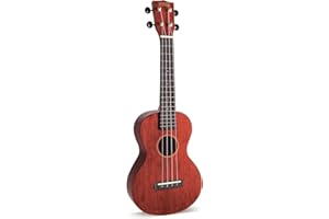 Mahalo Hano Concert Ukulele, Wooden Musical String Instrument with Geared Machine Head & Ukulele Case, Beginners Ukulele Concert Kit for Adults, Includes E-Book Guide, Red