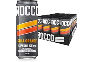 ‎NOCCO NOCCO energy drink 24er pack – zuckerfrei, vegan Energy Getränk mit Koffein & Vitaminen, 24 x 330ml inkl. Pfand (Cola Orange)