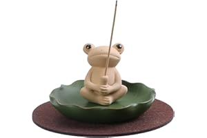 Ronlap Incense Holder, Handmade Ceramic Frog Incense Stick Holder, Lotus Leaf Tray with 120 Incense Cones+30 Incense Sticks, Aromatherapy Ornament Home Decor Room Decor