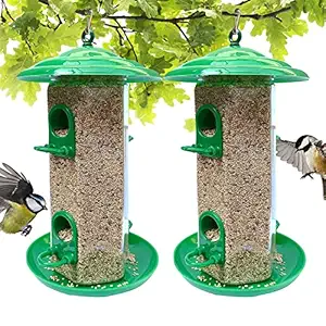 kitron Bird Feeder | Plastic Material Green Color Food Feeder for Small and Medium Birds (2 nos/pake of 2)