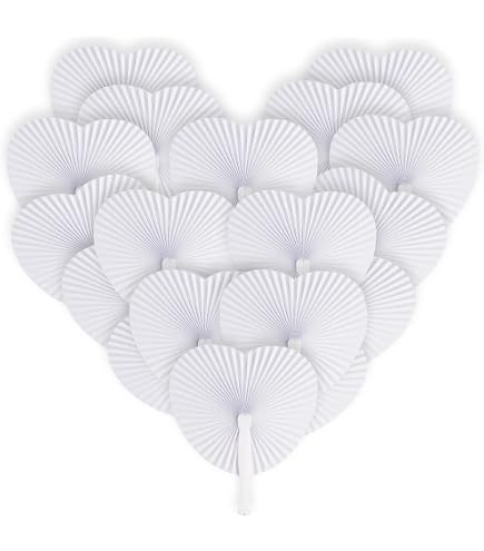 60 éventails En Papier Blanc Pliables - Décoration Mariage, Fête - Cadeau Invités DIY