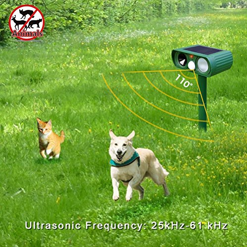 Ultraschall Solar Powered, Tier Repeller mit PIR Sensor, Pest Repeller, Katze Mole Dog Fox Deer Nagetier Abwehr für Bauernhof / Garten / Hof / Rasen Outdoor - 5