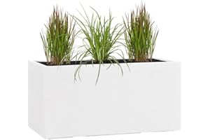 ‎PFLANZWERK Pflanzwerk® Pflanzkübel TUB Weiss 40x80x40cm XXL – Rechteckig – Großer Fiberglas Blumenkübel für außen und innen - Frostbeständig - UV-Schutz – Markenqualität