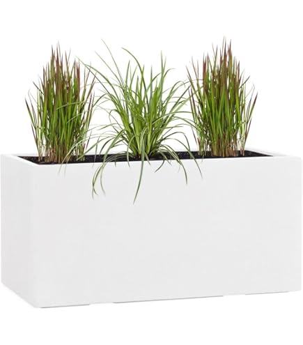 Plantenbak buiten - met LED verlichting - 80x35x50 cm - wit