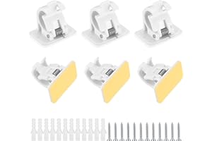 WELHAEPI 6 Piezas Soporte de Barra de Cortina Autoadhesivo, Soportes de Ganchos para Cortinas, Soporte de Barra de Fijación Sin Taladrar, Soporte de Pared de Poste de Cortina Barra de Cortina