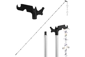 FUKAISU 3-15ft/82-460cm Telescopic Christmas Light Hanger Pole with Hook, Extension Pole for Hanging Outdoor String Lights Bird Feeders Hanging Kit with Adjustable Reach