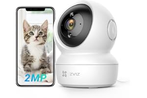 EZVIZ C6N Caméra Surveillance WiFi Intérieure 1080p, Caméra Bébé Pan/Tilt à 360°, 2.4Ghz, Vision Nocturne Intelligente avec Smart IR, Détection de Movement et Suivi Auto, Audio Bidirectionnel