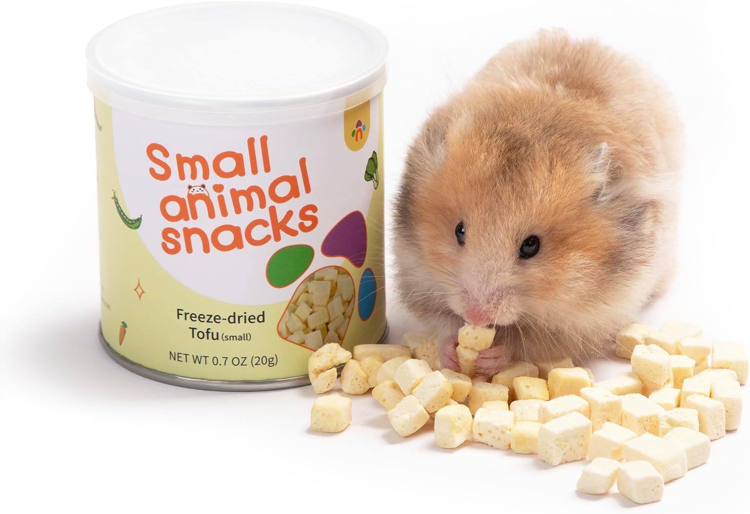 Niteangel Juguetes de Snack y Golosinas para Hámster - Golosina Natural para Animales Pequeños para Hámsters Enanos, Sirios, Robo, Jerbos, Ratones, Degus u Otras Mascotas (Tofu Liofilizado 5mm - 20g