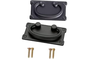 CONGGUAN NA 2 Pieces Vintage Antique Drawer Ring Pull Handles Ring Pull Handle Used for Cabinet Door Furniture Handle Decoration (Black)