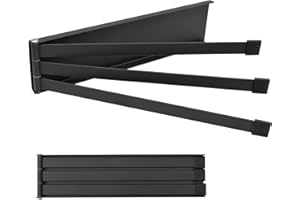 Mritrit Wieszak na ręczniki bez wiercenia, czarny, ze stali nierdzewnej, 180°, uchwyt na ręczniki dla gości, z 3 obrotowymi drążkami, montaż ścienny, uchwyt na ręczniki do naczyń, do łazienki, kuchni