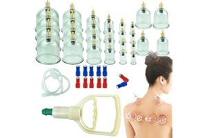 MYMM 26 Cupping Cups Sets Biomagnetic Traditional Professional Chinese Therapy Massage Vacuum Cupping Set Household Pull Out Cupping Kit/Hijama Chinese Massage Suction