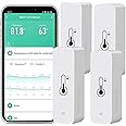 WiFi Hygrometer Thermometer Sensor: Smart Temperature Humidity Monitor, with Remote Monitor and TUYA APP Notification Alert, High Precision Indoor Thermometer No Hub Required, Work with Alexa (4-Pack)