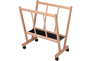 MEEDEN Estantería de Madera para Impresiones - Estantería para Exposiciones de Arte - Estantería de Secado de Arte con Ruedas - Estantería de Almacenaje para Paneles Pósters Lienzos, Natural