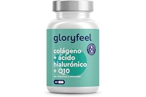 GLORYFEEL Colágeno Marino Hidrolizado + Ácido hialurónico + Magnesio + CoQ10 + Zinc + Vitaminas A, C, D y B12 - Articulaciones Fuertes, Piel Tersa y Energía - Probado en laboratorio