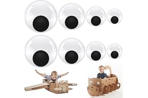 QGGTQG 8 Piezas Ojos Plastico Autoadhesivo, Grande Ojos Adhesivos 40/50/80/100 mm, Ronda Grande Ojos de Plástico, Ojos Adhesivos para Manualidades, para Decoraciones y Manualidades de Bricolaje