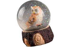 balacoo Gufo Decorativo Sfera di Cristallo con Legno Standcartoon Animale Neve Globo di Vetro Lente Palla Palla Feng Shui Ornamento Tavola di Nozze Centrotavola Decorazione Puntelli Foto