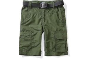 Aeslech Little Big Boy's Quick Dry Elastic Waist Cargo Shorts for Outdoor Hiking Camping Fishing