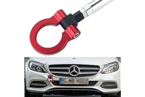 DEWHEL Front Bumper Eye Towing Tow Hook Bolt on No Drill Relocator Hole for Mercedes W204 C-Class W212 E-Class C117 CLA-Class W221 S-Class W166 ML X204 GLK (Red)
