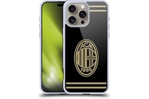 Head Case Designs Licenza Ufficiale AC Milan Nero E Oro Stemma Custodia in Gel [Protezione di Grado Militare] Compatibile con Apple iPhone 16 PRO Max E Compatibile con MagSafe