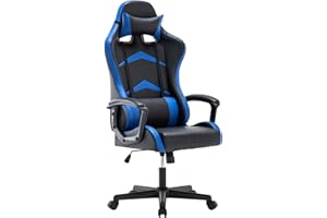 IntimaTe WM Heart Gaming Chair, Ergonomic High Back Office Racing Chair with Armrest, Swivel Leather Desk Chairs with Adjustable Headrest and Lumbar Cushion for Office and Home (Blue)