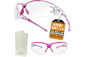 HTS HUNTERSKY Super Flexible Lightweight Anti Fog Wrap-Around U6 Clear Shooting Safety Glasses with ANSI Z87.1 Scratch Resist Pickleball