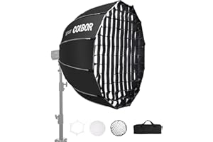 Softbox Parabólico, COLBOR BP65 65cm/810g Profundo Softbox de Liberación Rápida con Difusores Dobles, Honeycomb Grid para COLBOR CL60/CL100X/CL100 Series y Otras Luces de Montaje Bowens