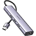 UGREEN USB Hub Ethernet Adapter Gigabit LAN Adapter mit 3 USB 3.0 Ports 1000 Mbps USB Netzwerkadapter mit Alugehäuse, gefloch