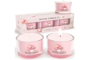 BOYUJK Candele Profumate Idee Regalo Donna | Set Candele Profumate per Sollievo L'ansia | 3 Candele Votive Profumate | Candele Profumate Bomboniere Regalo Donna (Collezione Stagione Rosa)