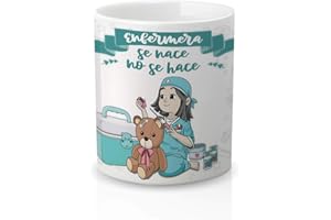 Yujuuu! | Taza cerámica para Regalo Original Profesión Enfermera. Resistente 100% al microondas y lavavajillas. (Diseño 05) Frase Enfermera se nace no Hace.