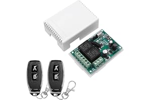 QIACHIP Interruttore di Controllo Remoto Relè Radiocomando Ricevitore 2 canali con 433Mhz RF telecomando DC 12V 24V per motore, luci, porta del cancello