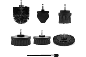 Playcrate Bohrer-Bürstenaufsatz – 7 Stück elektrische Bohrer-Bürsten-Set – ideal für Poolfliesen, Badezimmer, WC, Keramik, Marmor, Auto, Automotive (schwarz, 7 Stück), Einheitsgröße