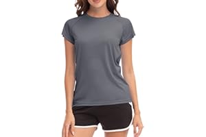 MEETWEE Damen Surf Shirt Rash Guard UV Shirts Schwimmen Tankini UPF 50+ Kurzarm Badeshirt Bademode Shirt