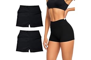 SAIIURV 2 Pezzi Pantaloncini Pallavolo Donna, Pantaloncini Sportivi Donna, Booty Shorts Sportivi Vita Alta, Leggings Short, Hot Pants per Yoga Palestra Ciclismo Sport Corsa Allenamento (Nero)