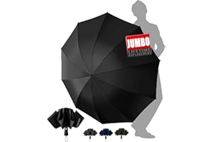 Chakipee Parapluie Pliant Inversé Homme Compact - Voyage Solide Grand Taille Anti Tempete xxl 2 Personnes Automatique Parapluies - Femme Coupe-vent 210T et 10 Sections