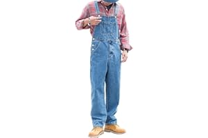 MOLUCI Herren-Latzhose Denim-Latzhose Gewaschen Lässig Retro-Cargo-Jeans Overalls Verstellbare Träger Arbeitskleidung Hose