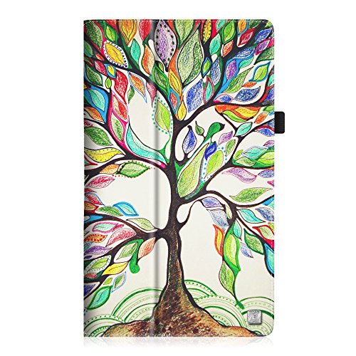 Fintie Medion Lifetab S10351 S10352 X10301 X10302 MD 99666 Hülle Case – Folio Kunstleder Schutzhülle Tasche Cover Etui mit Ständerfunktion und Stylus-Halterung für Medion Lifetab S10351 S10352 X10301 X10302 Tablet-PC (10.1 Zoll), Liebesbaum - 7