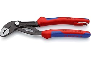 Knipex Cobra Pinza Regolabile di Nuova Generazione per Tubi e Dadi Bonderizzata Grigia, Rivestiti in Materiale Bicomponente, Incorporato per Agganciare Una Protezione Anticaduta 180 Mm 87 02 180 T
