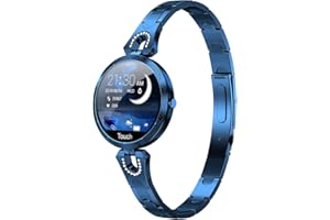 LONGLU Reloj Inteligente para Mujer, Bluetooth smartwatch Compatible con iOS Android iPhone Samsung Fitness Tracker con frecuencia cardíaca Presión Arterial Impermeable podómetro Sleep (Azul)