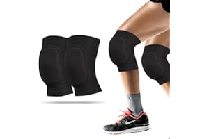 WiseJoy 2 PCS Rodilleras Deportivas Unisex, rodilleras gruesas de voleibol suaves Rodilleras Elásticas Antideslizantes para Danza, fútbol, ​​Voleibol, Baloncesto, Yoga (Negro)