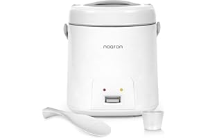 ‎NOATON Noaton RC118W Reisekocher, Warmhaltefunktion, 300 W, Für bis zu 6 Personen, Aluminium-Dampfer, 1,8 L, Antihaftbeschichtung, Weiß
